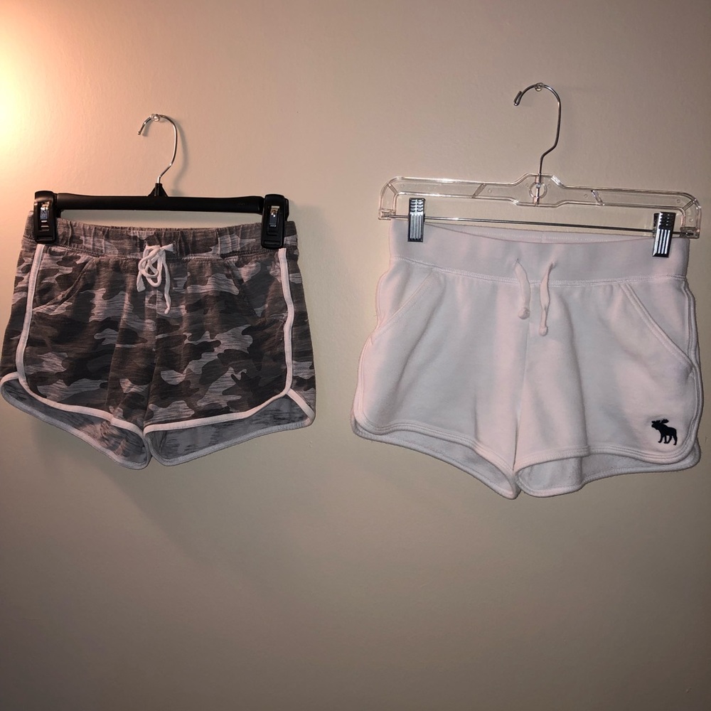 Bundle of two Girls Abercrombie Kids Athletic Active shorts , white/gray 11/12